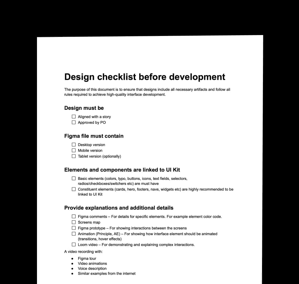 Design checklist