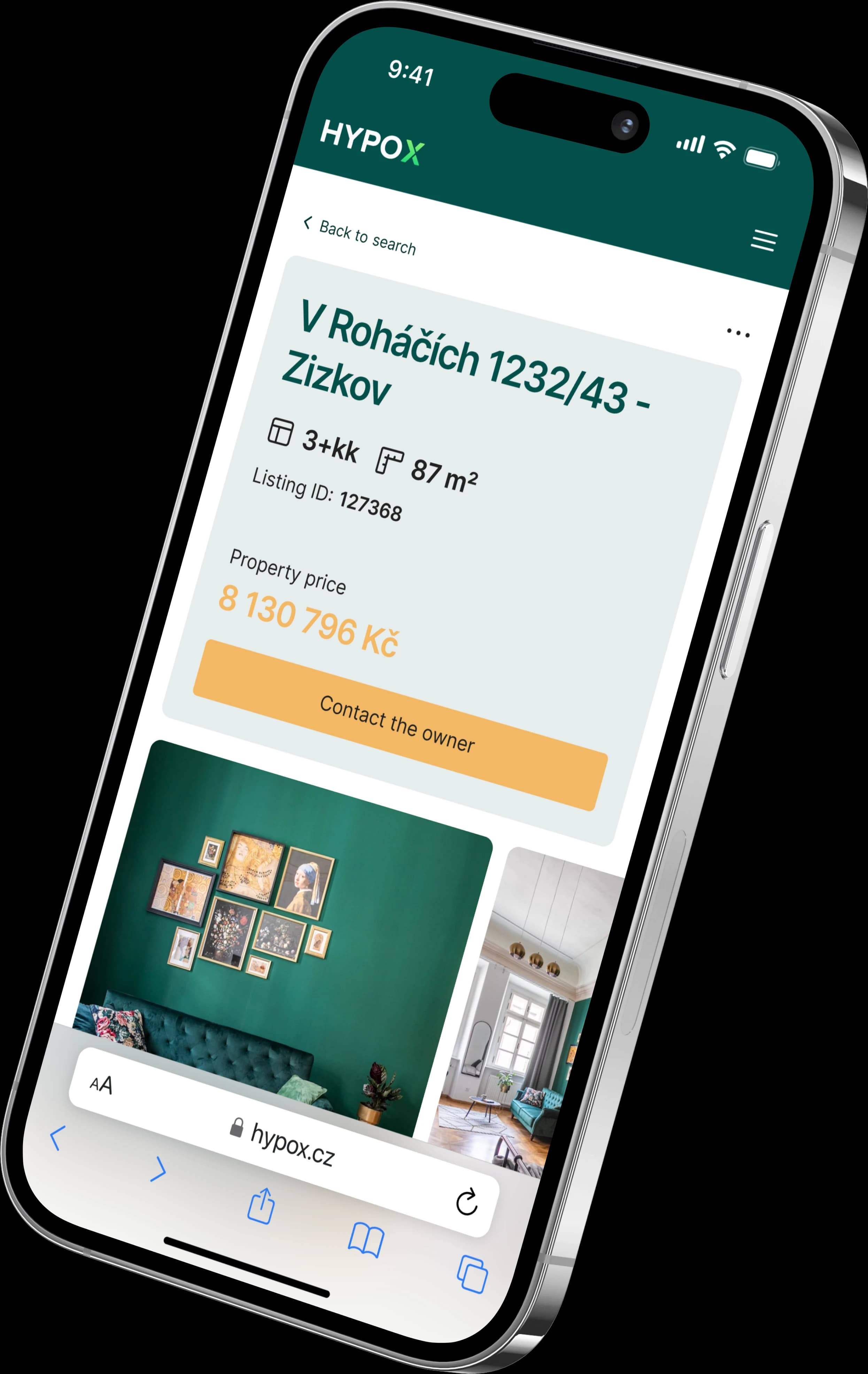Hypox property listing on mobile