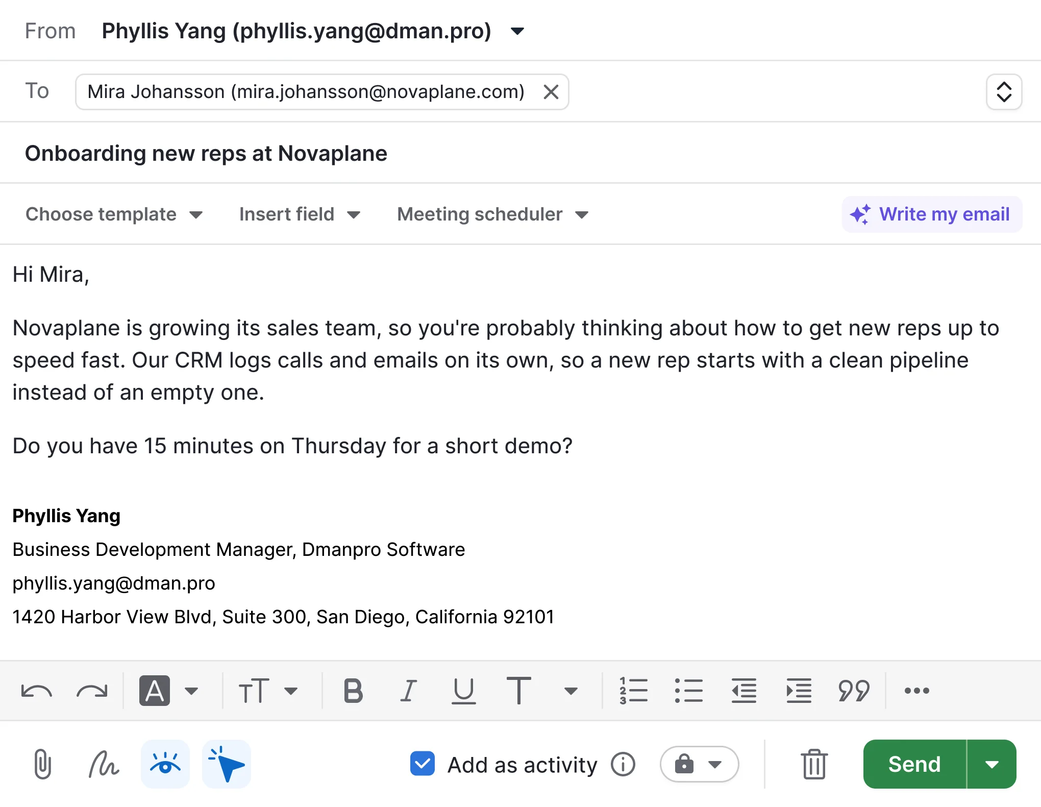 Email composer, iteration 1