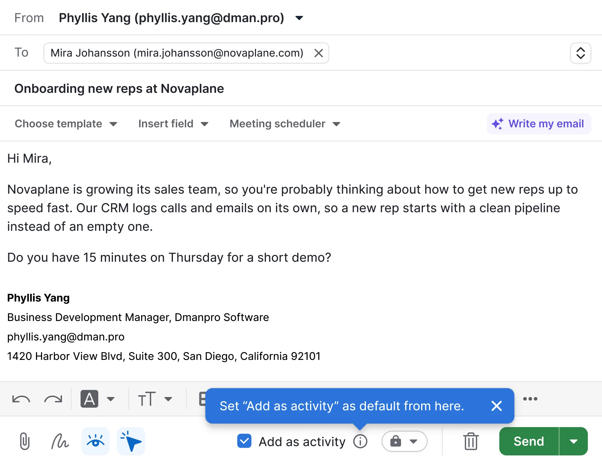 Email composer, iteration 2