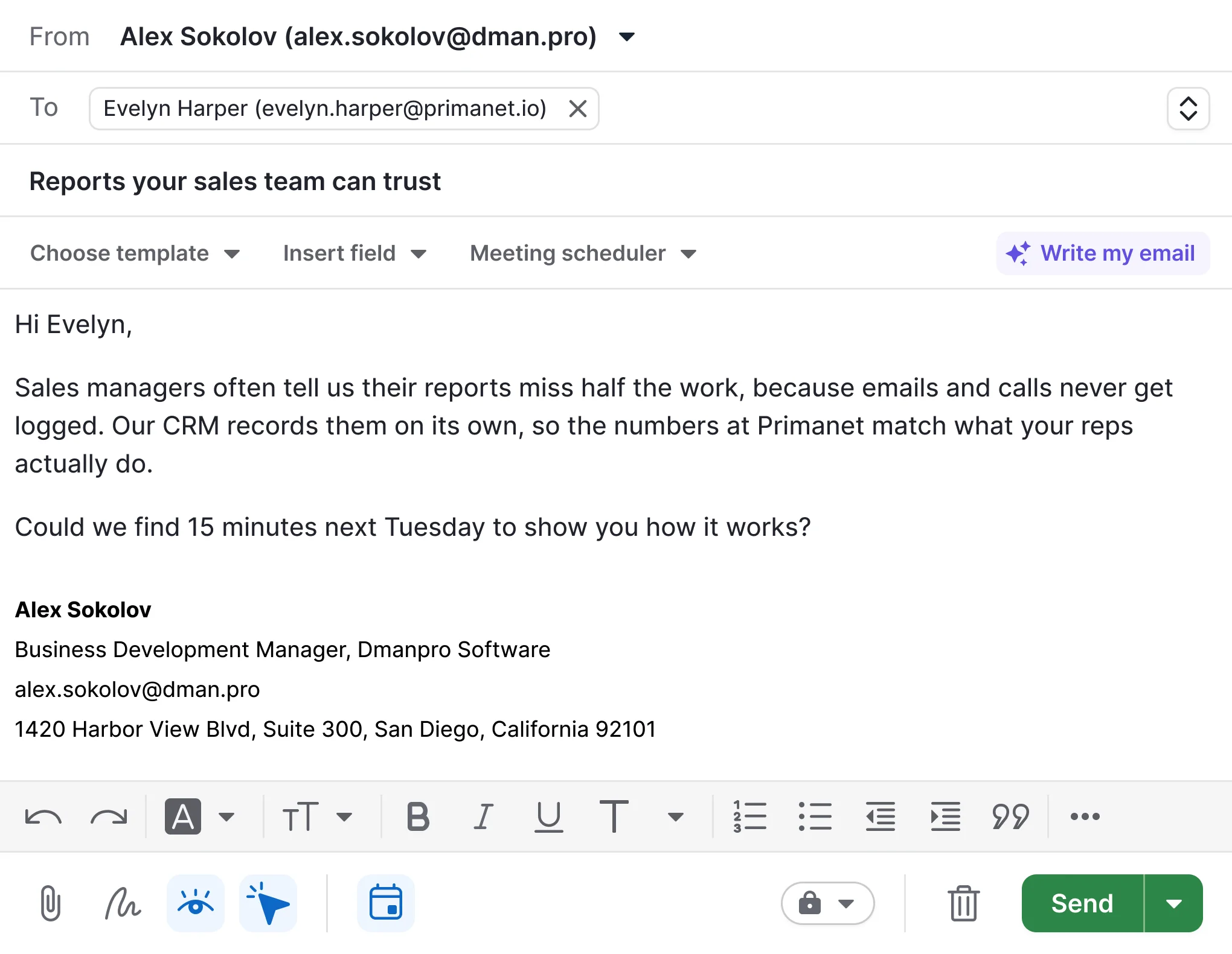 Email composer, iteration 4