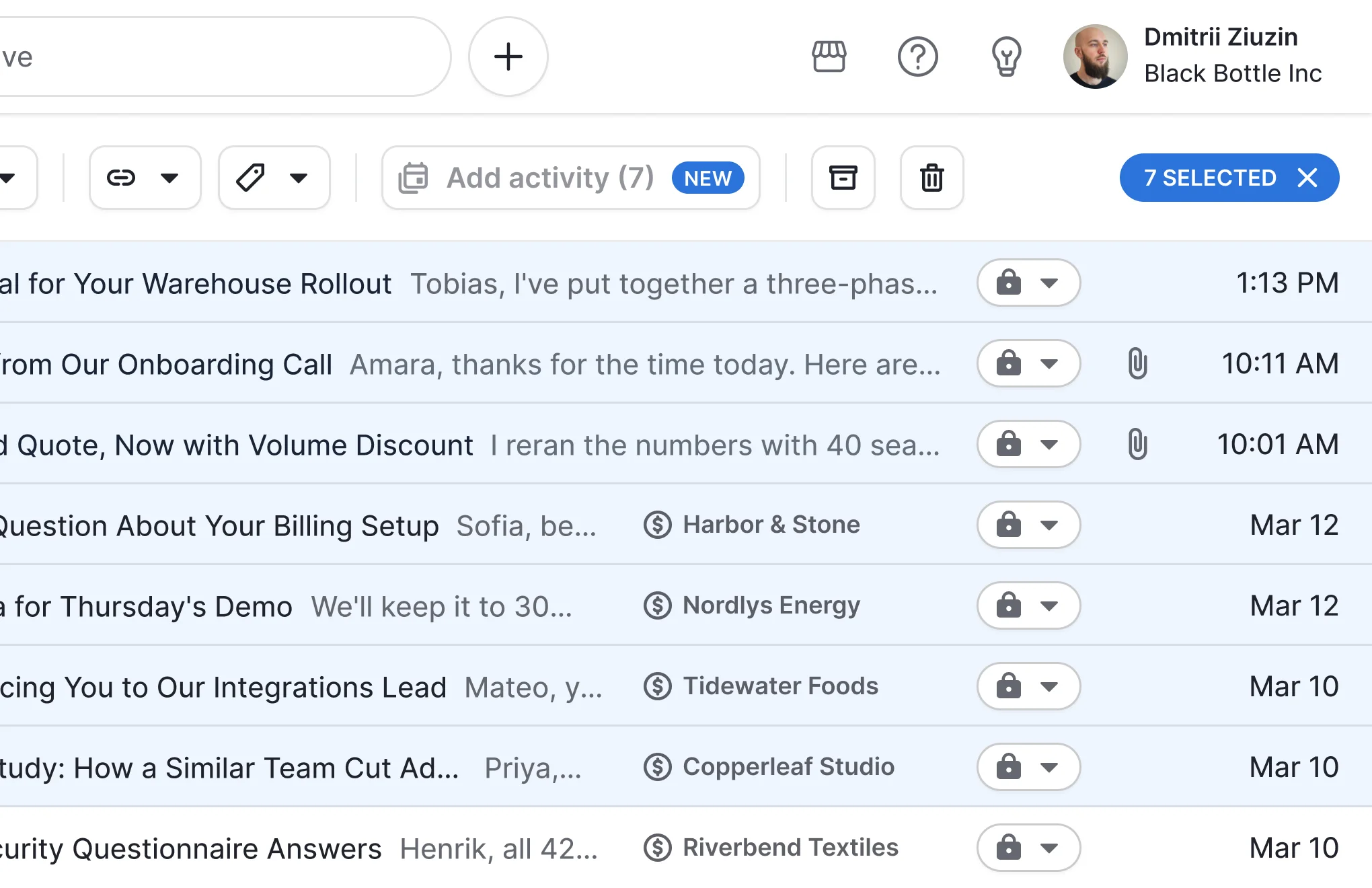 Upgrade prompt for bulk activities from conversations