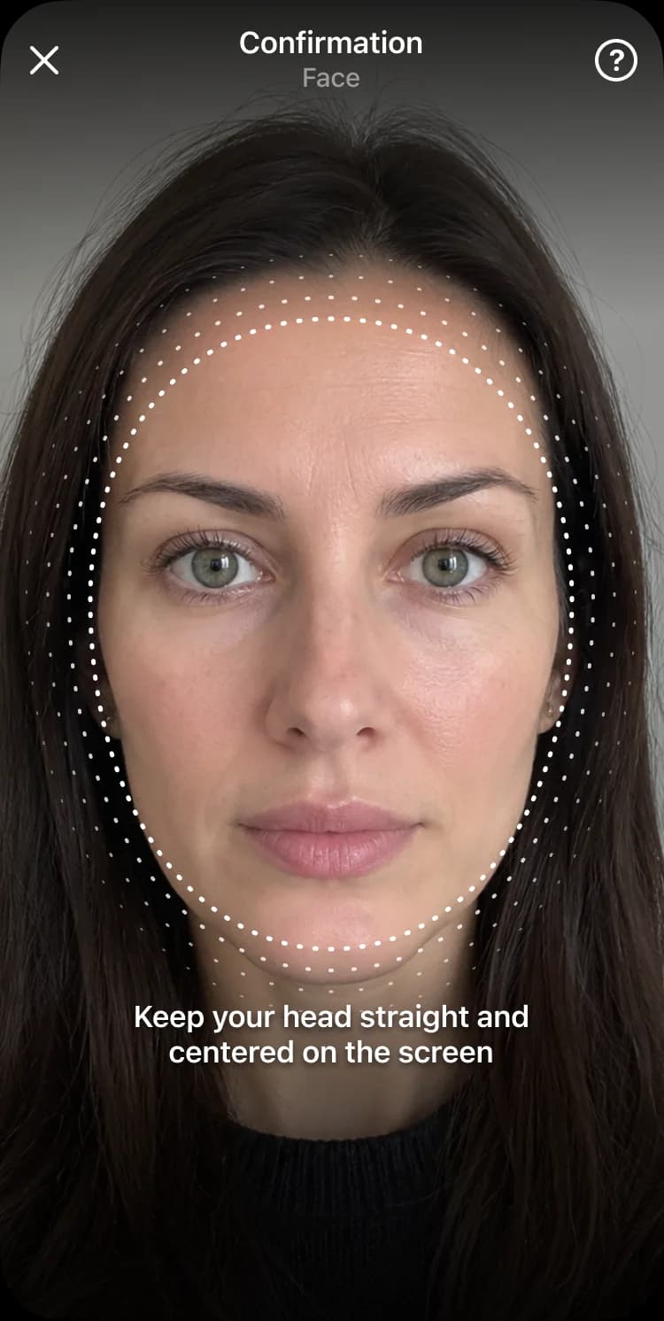 Face ID camera guidance screen